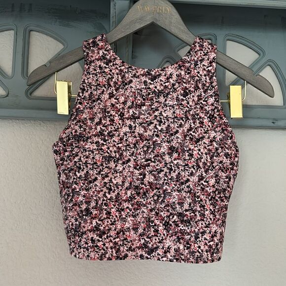 NWOT Athleta CONSCIOUS CROP BRA Floral Yoga Wicking High Coverage Cropped S Gym - Picture 5 of 15